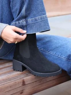 Noir - Bottes Linzi Path à talon carré Chelsea