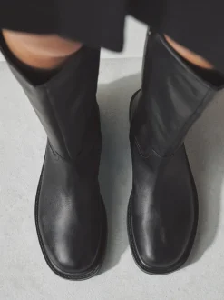 Noir - Bottes épaisses Forever Comfort® en cuir à bout rond