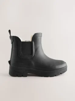 Noir - Bottines en caoutchouc avec doublure chaude