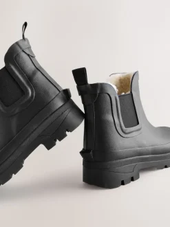 Noir - Bottines en caoutchouc avec doublure chaude