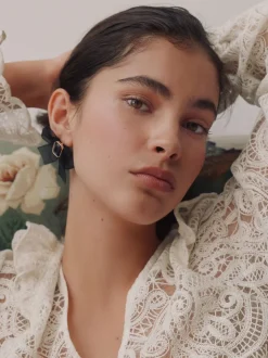 Noir - Boucles d’oreilles à nœud en organza