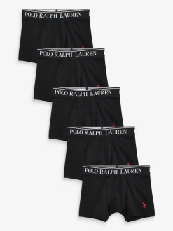 Noir - Boxers Polo Ralph Lauren en coton stretch à logo 5 Lot