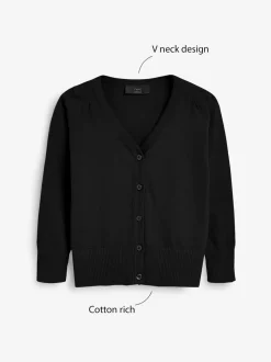 Noir - Cardigan à col en V Cotton Rich School (3-16ans)