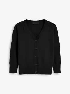 Noir - Cardigan à col en V Cotton Rich School (3-16ans)