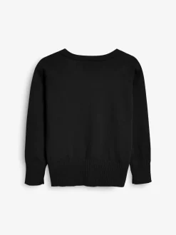 Noir - Cardigan à col en V Cotton Rich School (3-16ans)