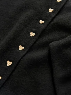 Noir - Cardigan ajusté ultra-doux à col rond en laine