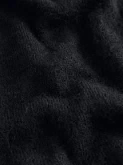 Noir - Cardigan doux en maille à Col rond en laine