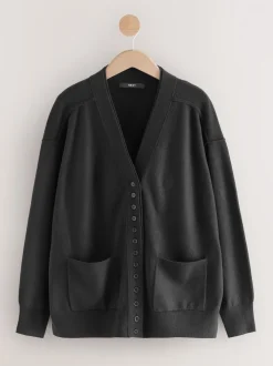 Noir - Cardigan ultra-doux à col en V avec poches