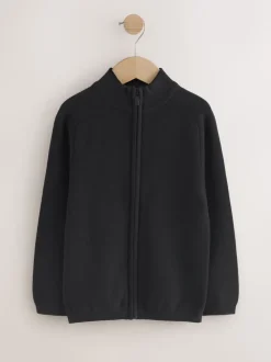 Noir - Cardigan zippé en tricot (3-16ans)