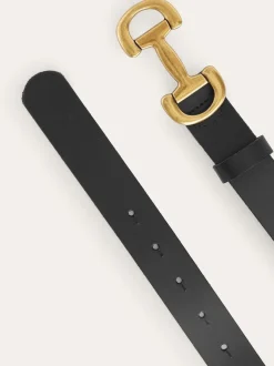 Noir - Ceinture Boden en cuir à bordures de mors