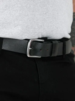Noir - Ceinture D555 Gavin en Cuir véritable fabriqué à la main 3.7 Largeur cm