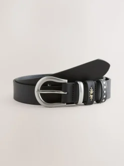 Noir - Ceinture en cuir western coupe standard
