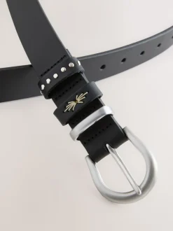 Noir - Ceinture en cuir western coupe standard