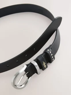 Noir - Ceinture en cuir western coupe standard
