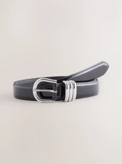 Noir - Ceinture en PU classique brillante