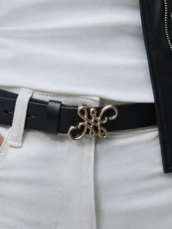 Noir - Ceinture Regular Statement en cuir à boucle