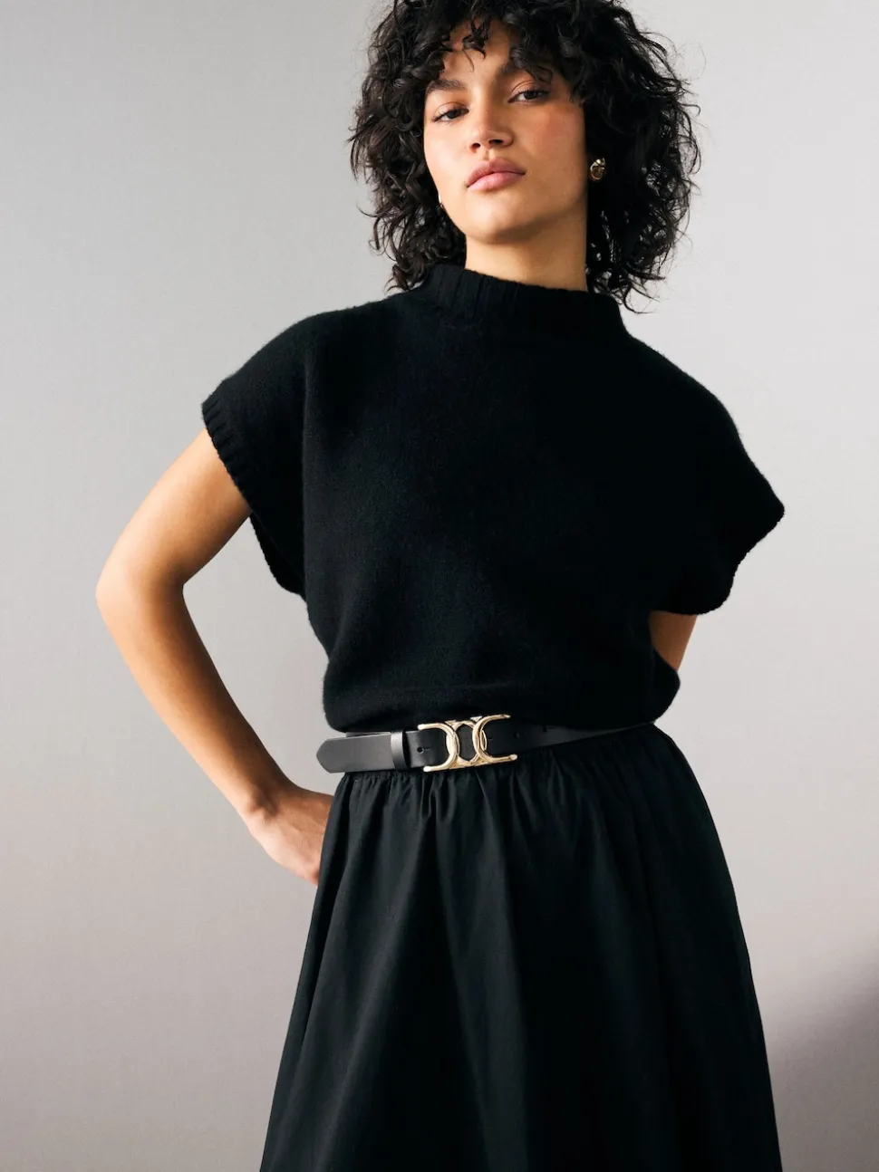 Noir - Ceinture Regular Statement en cuir à boucle