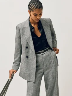 Noir - Ceinture REISS Hayley en cuir à charnières carrées