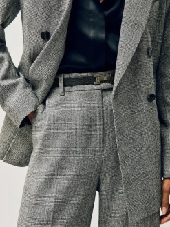 Noir - Ceinture REISS Hayley en cuir à charnières carrées