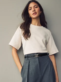 Noir - Ceintures en cuir skinny avec boucles