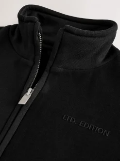 Noir - Chandail zippé à Col cheminée (3-16ans)