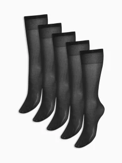 Noir - Chaussettes à hauteur de genou 20 Denier 5 Paquet