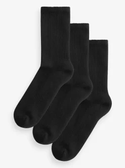 Noir - Chaussettes de sport à semelles coussinées 3 Pack avec soutien de la voûte plantaire