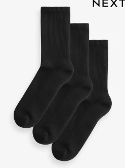 Noir - Chaussettes de sport à semelles coussinées 3 Pack avec soutien de la voûte plantaire