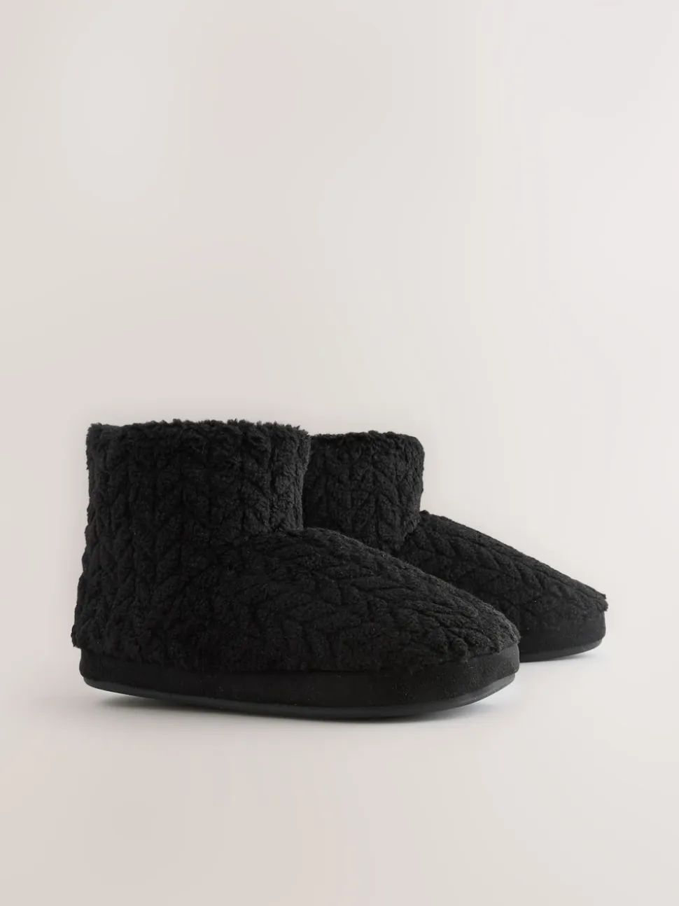 Noir - Chaussons bottes en polaire texturée