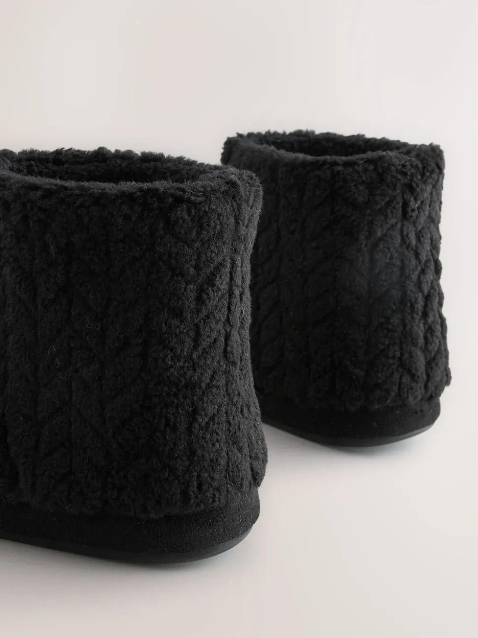 Noir - Chaussons bottes en polaire texturée