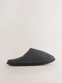 Noir - Chaussons mules à carreaux