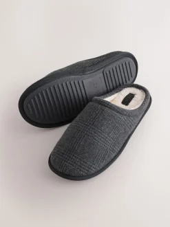 Noir - Chaussons mules à carreaux
