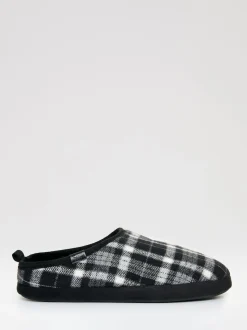 Noir - Chaussons mules doublés de fausse fourrure Threadbare à carreaux