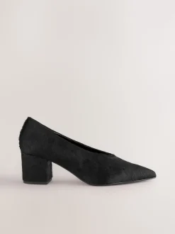Noir - Chaussures à talons bas et bout pointu en cuir