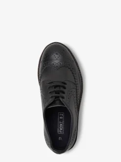 Noir - Chaussures Brogue à lacets en cuir