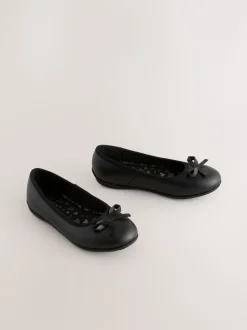 Noir - Chaussures d’école de ballerine en cuir