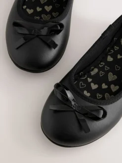 Noir - Chaussures d’école de ballerine en cuir