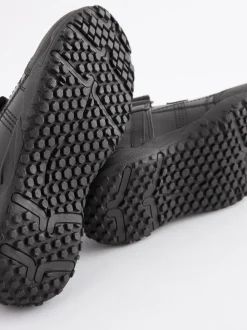 Noir - Chaussures d’école en cuir à fermeture scratch