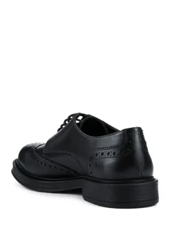 Noir - Chaussures Derby Brogue Pavers Coupe large en cuir