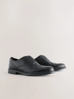 Noir - Chaussures Oxford Wingcap en cuir