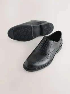 Noir - Chaussures Oxford Wingcap en cuir