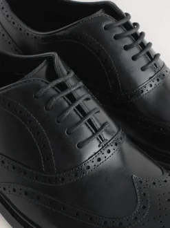 Noir - Chaussures Oxford Wingcap en cuir