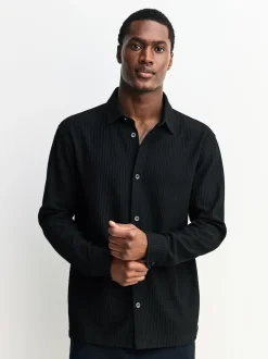 Noir - Chemise en jersey texturé