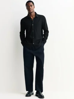 Noir - Chemise en jersey texturé