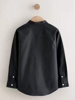 Noir - Chemise Oxford à manches longues et Col mao (3-16ans)