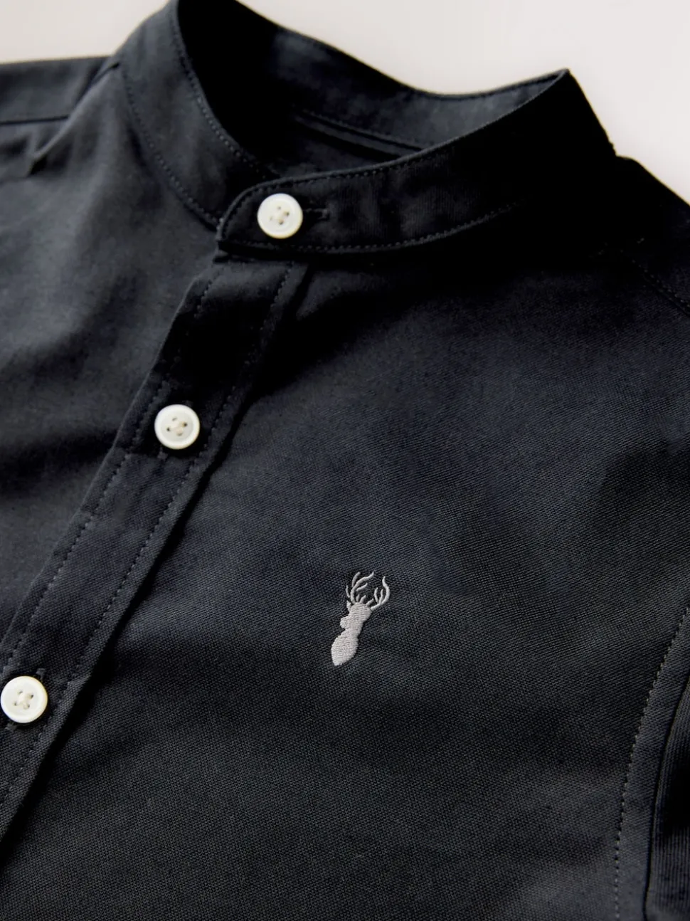 Noir - Chemise Oxford à manches longues et Col mao (3-16ans)