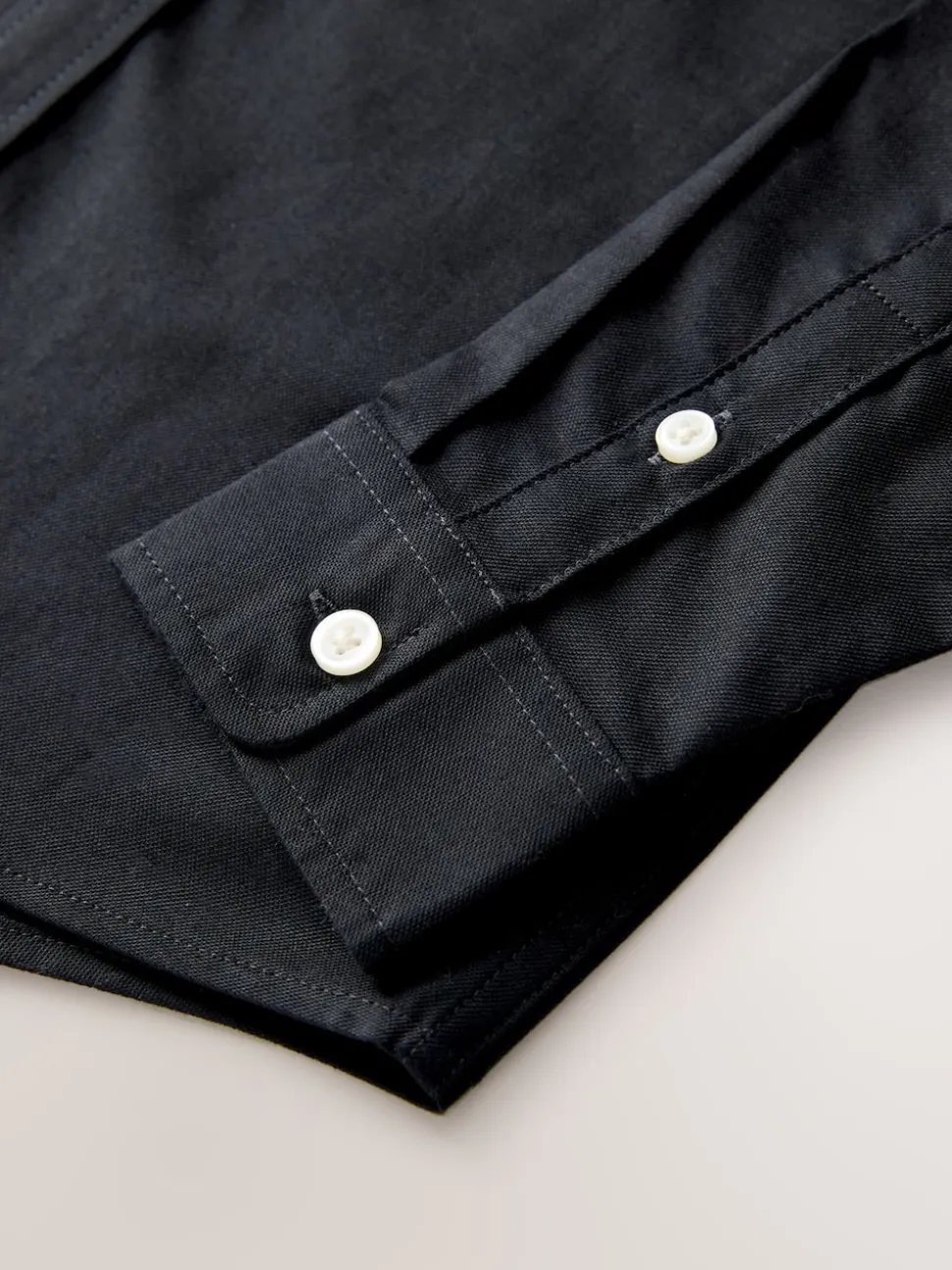 Noir - Chemise Oxford à manches longues et Col mao (3-16ans)