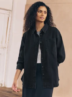 Noir - Chemises oversize en Denim