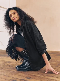 Noir - Chemises oversize en Denim