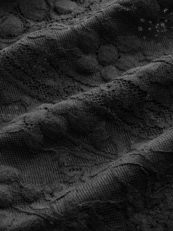 Noir - Chemisier à manches mi-longues en dentelle